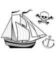 ship anchor and human skull vector image