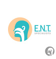 ent logo template head silhouette sign for ear vector image vector image