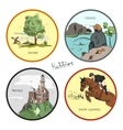 set of hobbies travel sport fishing vector image vector image