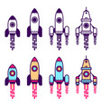 space rocket line icon set vector image