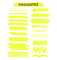 yellow highlighter brush lines on white vector image