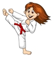 girl cartoon doing martial art vector image
