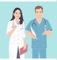 man and woman medical workers characters vector image