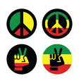 rasta peace hand gesture icons set vector image vector image