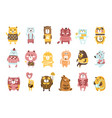 cute toy bear animals set of childish stylized vector image