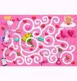 kids maze game help cute unicorn find way to cupid vector image vector image