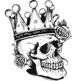 beautiful romantic skull with crown and elegant vector image