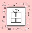 gift box icon thin line in pink frame vector image