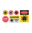 warning corona virus sign danger vector image