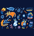 collection with fantasy animals and nature vector image