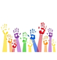 horizontal background with colored paint hands vector image