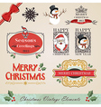 vintage christmas elements set vector image