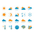 weather simple color flat icons set vector image