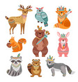 cartoon tribal animals cute woodland vector image