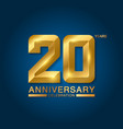 20 years anniversary celebration logotype golden vector image vector image