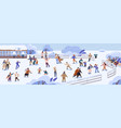 ice rink with people skating outdoor public park vector image vector image