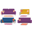 sofa set with pillows and carpet living room vector image vector image