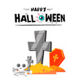 happy halloween skull tombstone background vector image