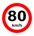 speed limit traffic sign 80 vector image