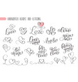 big set hand written lettering about love vector image