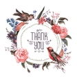vintage greeting card with flowers and birds vector image