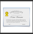 certificate template with blue design borders vector image