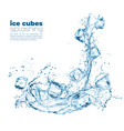 blue water wave cascade splash and ice cubes vector image
