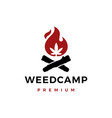 cannabis weed camp fire logo icon vector image vector image