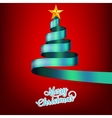 christmas tree from blue ribbon and star eps 10 vector image