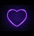 neon violet glowing heart banner on dark empty vector image