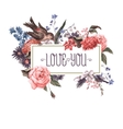 vintage greeting card with flowers and birds vector image
