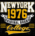 newyork typography vintage college brand logo vector image