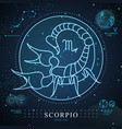 magic card with astrology scorpio neon zodiac sign vector image vector image