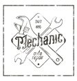 mechanic auto repair label vintage tee design vector image