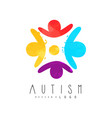 autism awareness day logo with humans in circle vector image