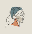 woman face poster one line flourish art vector image