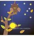 owl tree with the moon and stars vector image