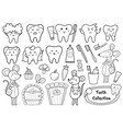 black and white teeth collection with cute vector image