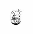 skull and coconut trees badge vector image