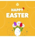 happy easter card eggs grass flowers poster vector image vector image