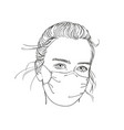 sketch teenage girl portrait in medical face vector image