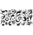 splash water black set icon fresh droplet vector image