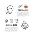 toothache icons dental care card dentistry thin vector image