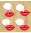 red lips set with speech bubbles vector image