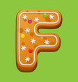 christmas gingerbread cookie gingerbread letter f vector image vector image