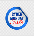 cyber monday sale black round sticker with curled vector image