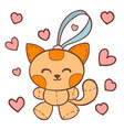 cat lovely hearts fashion patch stickers vector image vector image