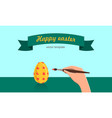 happy easter template hand drown eggs brush vector image