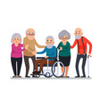 cartoon old people happy aged citizens disabled vector image vector image
