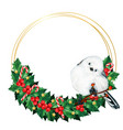 watercolor cute long tailed tit bird on a holly vector image vector image